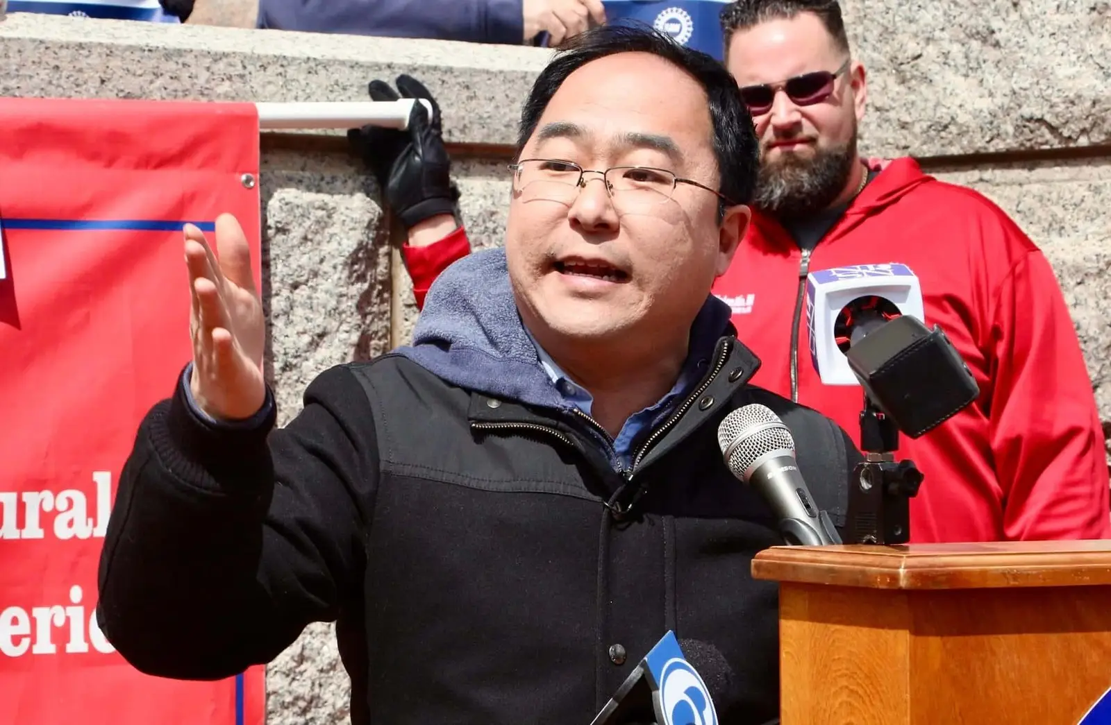 Sen.-elect Andy Kim joins Clara Maass nurses in fight for co